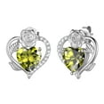 thumbnail image 1 of Beautlace Rose Heart Birthstone Earrings,August Birthstone Rose Flower Heart Earrings Studs 925 Sterling Silver Jewelry Gifts for Women, 1 of 11