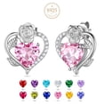 thumbnail image 1 of Beautlace Rose Heart Birthstone Earrings,October Birthstone Rose Flower Heart Earrings Studs 925 Sterling Silver Jewelry Gifts for Women, 1 of 12