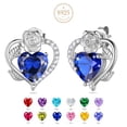 thumbnail image 1 of Beautlace Rose Heart Birthstone Earrings,September Birthstone Rose Flower Heart Earrings Studs 925 Sterling Silver Jewelry Gifts for Women, 1 of 12