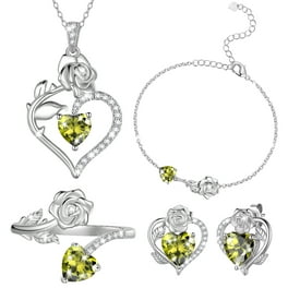 Sterling Silver Heart Citrine and Peridot Flower Ring Sterling Silver Heart Citrine and Peridot Flower Ring