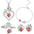 thumbnail image 1 of Beautlace Rose Heart Jewelry Set,January Birthstone Rose Flower Heart Necklace/Earrings/Ring/Bracelet Set 925 Sterling Silver Jewelry Birthday Christmas Valentines Mother's Day Gifts for Women Mom, 1 of 10