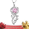 thumbnail image 1 of Beautlace Rose Love Necklace,925 Sterling Silver Birthstone Pendant Necklace Jewelry Birthday Christmas Valentines Mother's Day Gifts for Women Mom, 1 of 9