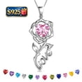 thumbnail image 1 of Beautlace Rose Love Necklace,925 Sterling Silver Birthstone Pendant Necklace Jewelry Birthday Christmas Valentines Mother's Day Gifts for Women Mom, 1 of 12