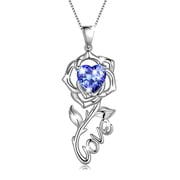 Beautlace Heart Love Necklace,925 Sterling Silver Enchanting Love Birthstone Heart Pendant Necklace Jewelry Birthday Christmas Mother's Day Gifts for Women Mom