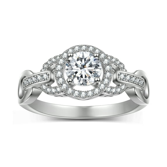 Beautlace Round Moissanite Engagement Rings,925 Sterling Silver Classic Promise Ring 0.8CT Wedding Rings for Women
