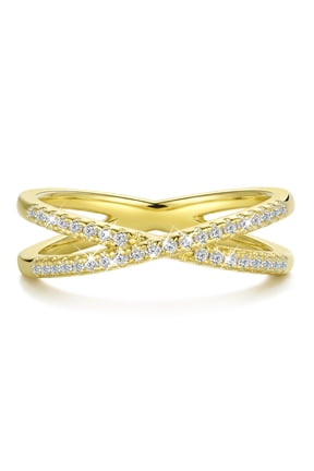 Stackable Rings for Women,18K Gold Plated Non Tarnish X Ring with 5A Cubic Zirconia,Twisted Criss Cross Minimalist Rings,Wedding Christmas Birthday Jewelry Gift for Her Wife Girlfriend