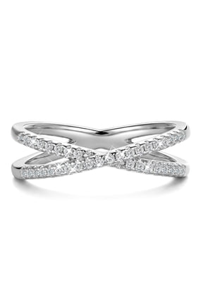 Stackable Rings for Women,18K White Gold Plated Non Tarnish X Ring 5A Cubic Zirconia Twisted Criss Cross Minimalist Rings,Wedding Christmas Birthday Jewelry Gift for Her Wife Girlfriend
