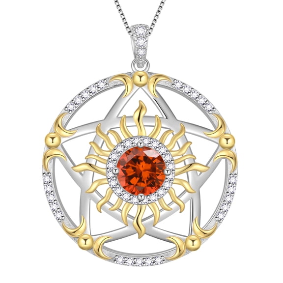 Beautlace Sun and Moon Necklace for Women Men, 925 Sterling Silver Sunburst Pendant, Crescent Moon Cubic Zirconia Necklace, Meaningful Jewelry Gift for Mom Wife Girlfriend