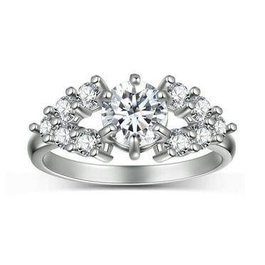 Beautlace Round Vintage Moissanite Engagement Ring, Sterling Silver