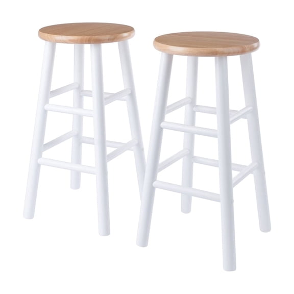 Earthy Elegance Counter Stools, 24", Natural & White