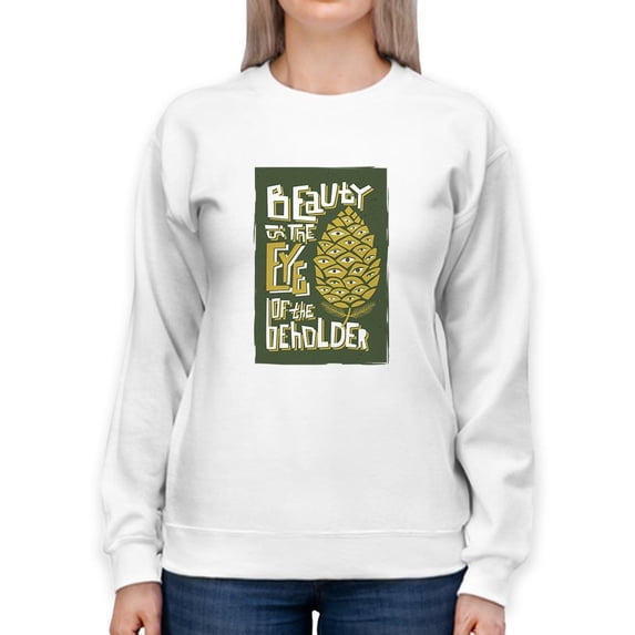 Beauty Abstract Pinecone Sweatshirt Women - Women Sweatshirt, White, 3XL