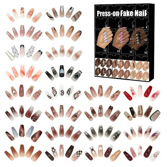 Beauty Advent Calendar 2025, Xmas Countdown Calendar Fake Nail Set, 24 Days Countdown to Christmas Calendar, Gift Set for Family and Friends
