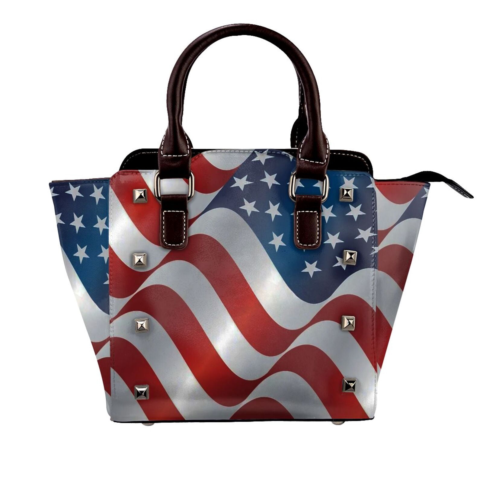 Beauty American Flag With Light Effect Rivet Fashion One-Shoulder Women ...