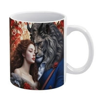 Beauty And Beast C 11oz Coffee Mug with Handles Ceramic Tea Cup For Water Tea Drinks Dishwasher and Microwave Safe
