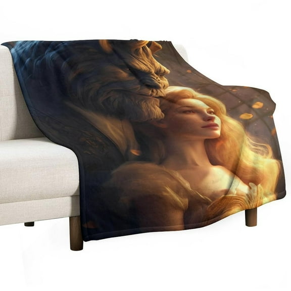 Beauty And Beast D Super Soft Blanket Christmas Throw Blanket Flannel Microfiber Blankets for Couch Bed Sofa Fluffy and Warm 30"x40"
