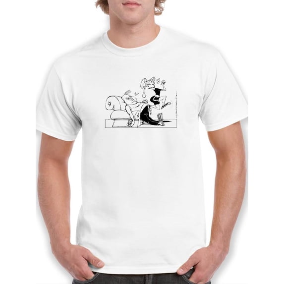 Beauty And Couch Potato T-Shirt Men -Wilfred Hildonen Designs, Male 3X-Large