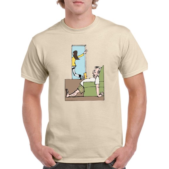 Beauty And Couch Potato. T-Shirt Men -Wilfred Hildonen Designs, Male Large