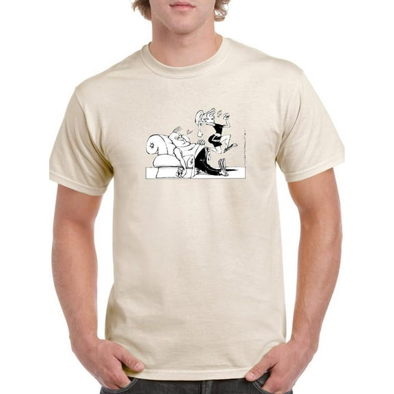 Beauty And Couch Potato T-Shirt Men -Wilfred Hildonen Designs, Male x-Large