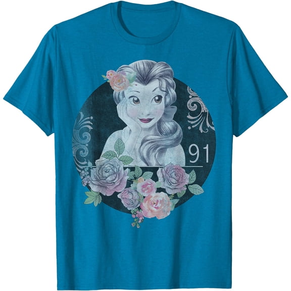 Beauty And The Beast Belle Vintage Collage DTG Print Unisex T-Shirt,Sapphire Color,Size M