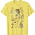 thumbnail image 1 of Beauty And The Beast Characters Sketched DTG Print Unisex T-Shirt,Cornsilk Color,Size XL, 1 of 5