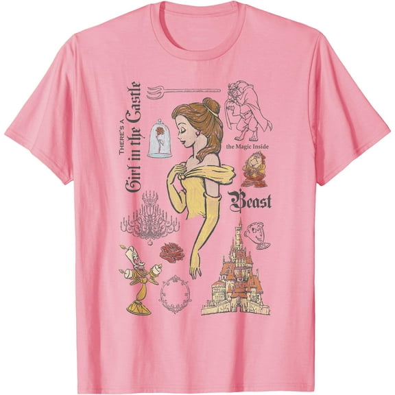 Beauty And The Beast Characters Sketched DTG Print Unisex T-Shirt