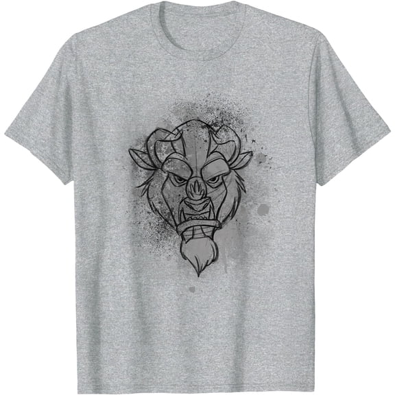 Beauty And The Beast Ink Splatter Beast DTG Print Unisex T-Shirt