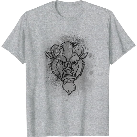 Beauty And The Beast Ink Splatter Beast DTG Print Unisex T-Shirt