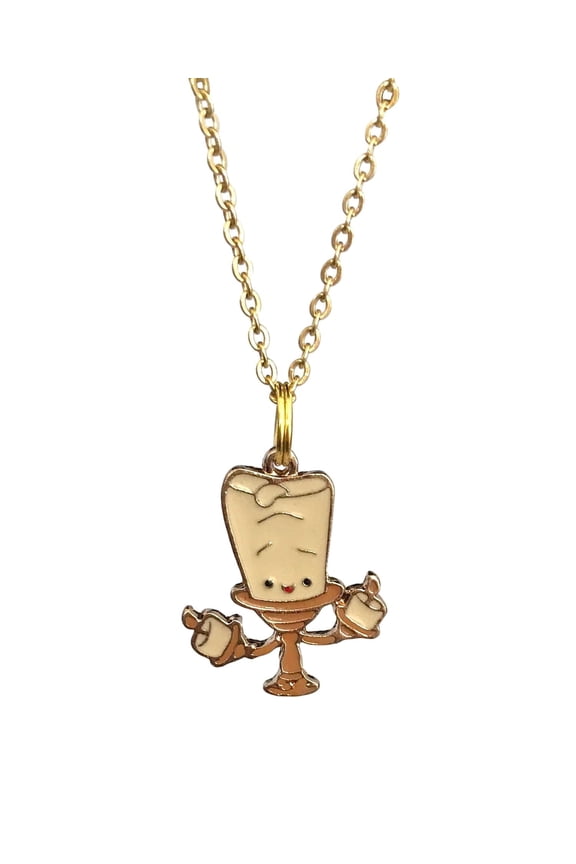 Lumiere Candlestick Enamel Metal Pendant Chain Necklace