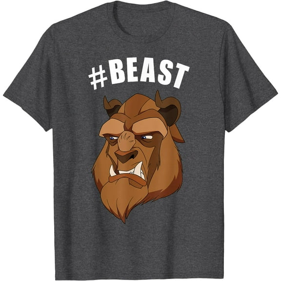Beauty And The Beast Portrait DTG Print Unisex T-Shirt,Dark Heather Grey Color,Size XL