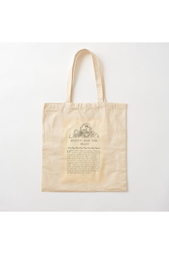Beauty And The Beast Vintage Page Cotton Tote Bag Canvas Tote Bag, Family Gift For Mother, Her