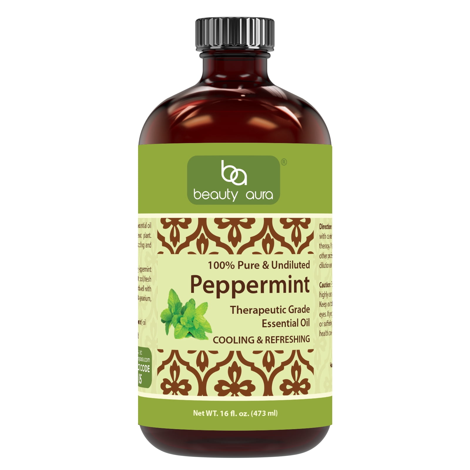 Beauty Aura 100 Pure Peppermint Essential Oil 16 fl oz Premium