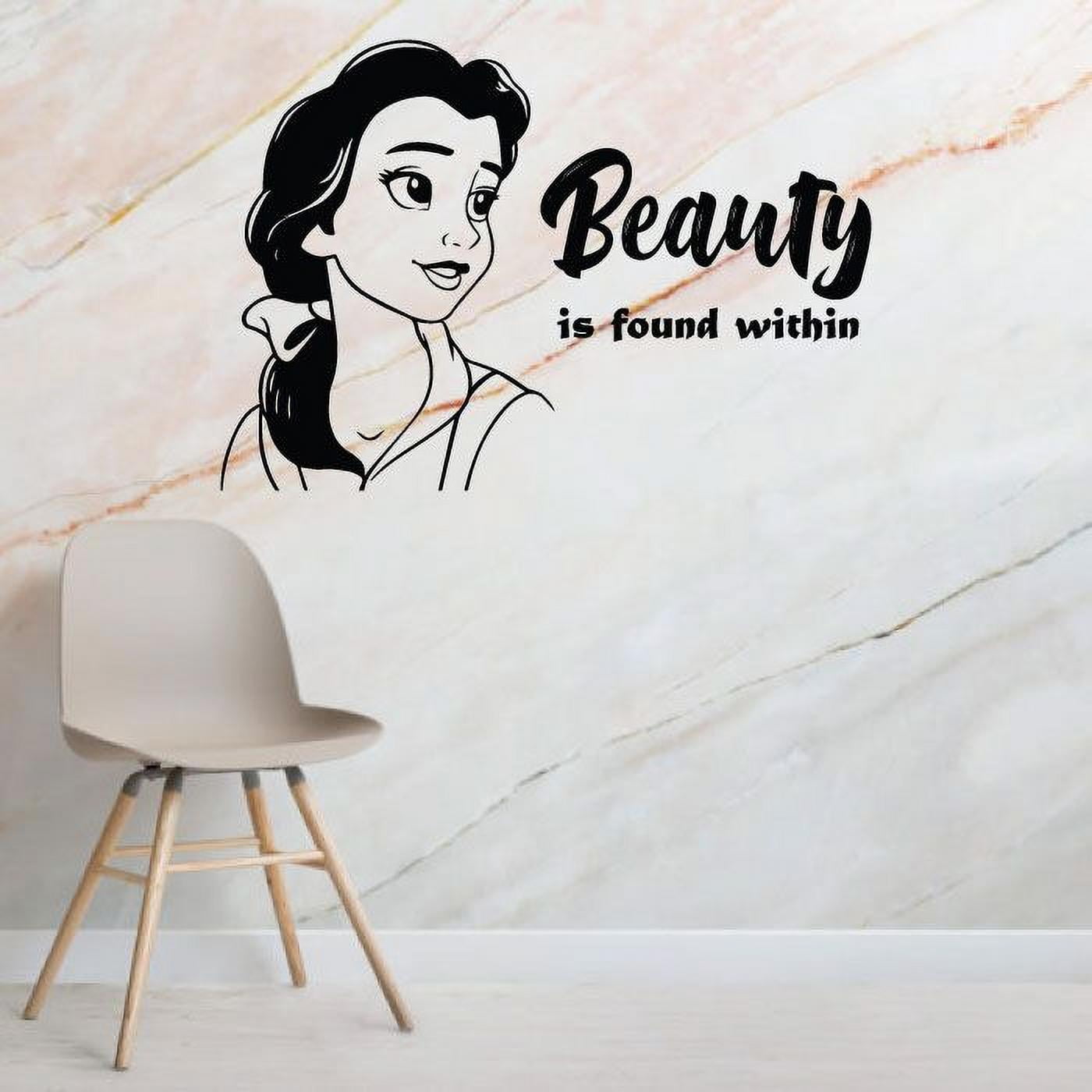 Beauty And The Beast Beauty Is Found Within Beauty And Beast Portrait Silhouette  Belle Disney Princess Disney Movie Vinyl Wall Art Sticker Decal Wall  Decoration Home Kids Room Design Size (40x40 inch) -, image size:1400x1400