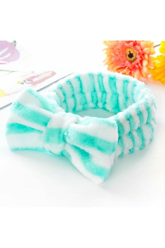Beauty Big Bow Dot Striped Soft Shower Hair Band Wrap Headband Bath Spa MakeUp