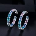 thumbnail image 1 of Beauty Big Circle Round Black Gold Plated Multi Color Blue CZ Women Hoop Earring, 1 of 9