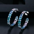 thumbnail image 1 of Beauty Big Circle Round Black Gold Plated Multi Color Blue CZ Women Hoop Earring, 1 of 9