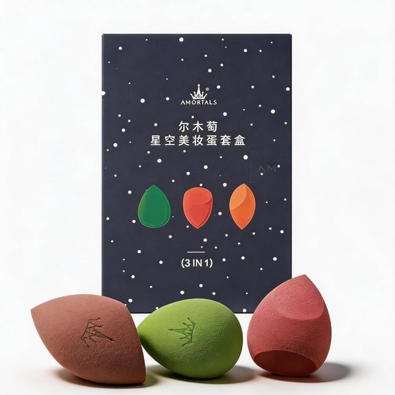 Beauty Blender Makeup Sponge - 3Pcs Makeup Sponge Set with Beauty Foundation Sponge Blender Holder, Flawless for Liquid, Cream, and Powder, Multi-shaped Makeup Sponges