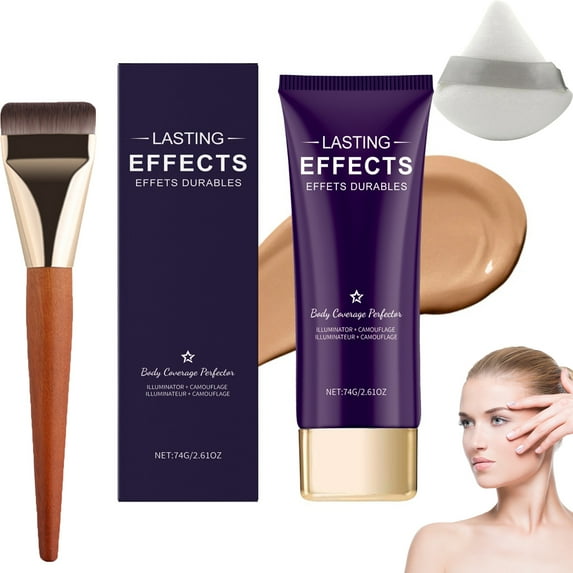 Beauty Body Coverage Perfector – All Over Complexion Perfector, Tattoo Cover Up Makeup Waterproof Leg & Body Makeup Cream With Brush - Tattoo Cover Up Makeup,Dark skin tone