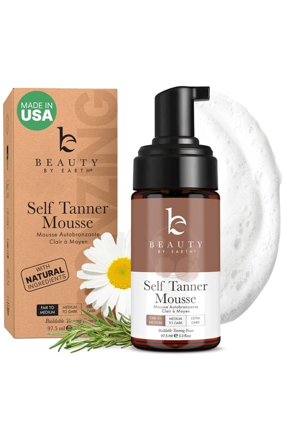 Self Tanner Mousse - USA Made with Natural & Organic Ingredients - Fair to Medium 3.3oz