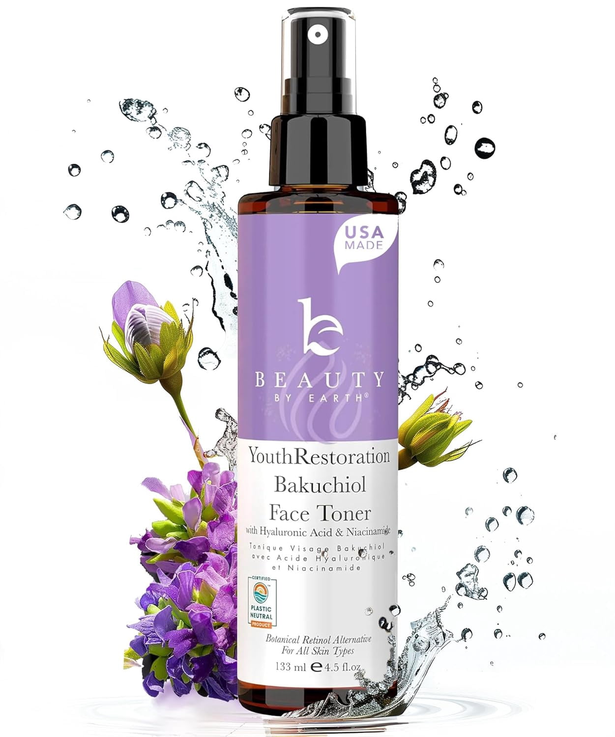Bakuchiol Face Toner - USA Made with Natural & Organic Ingredients, Skin Toner for Oily and Acne Prone Skin, Spray Toner for Aging Skin,Smoothes Fine Lines&Wrinkles, Face Toner for Women Anti Aging