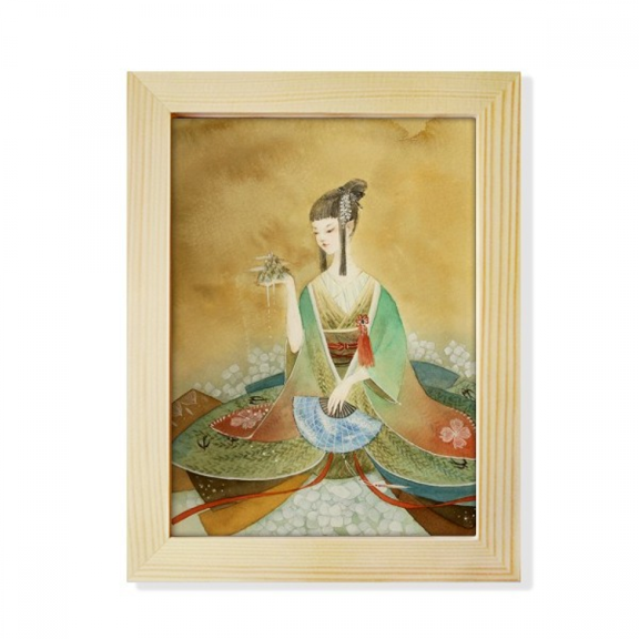 Beauty Chinese Antique Illustrator Desktop Adorn Photo Frame Display Art Painting Wooden