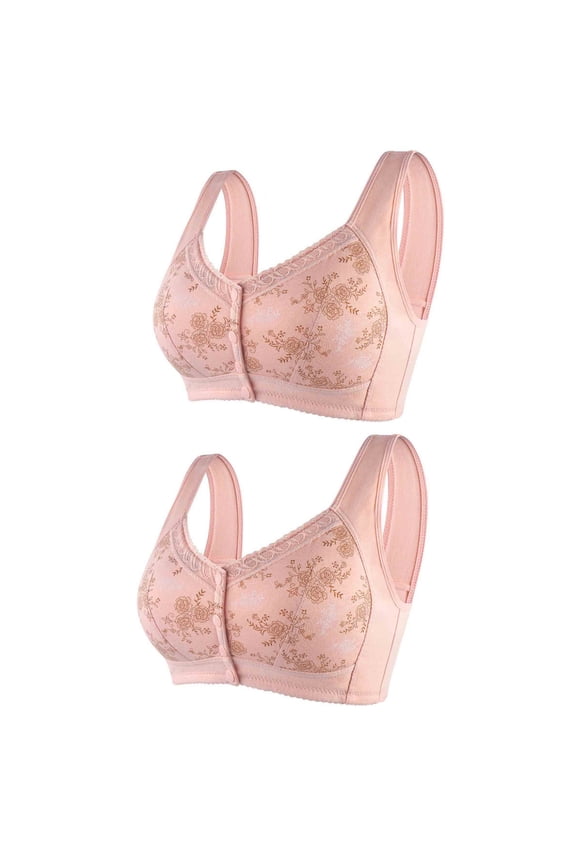 Beauty Under $15 Breathable And Comfortable Bra, Large Size Bra, Women'S Pull Correction Lymphatic Bra, No Steel Ring, Wide Shoulder Vest Style Pink L