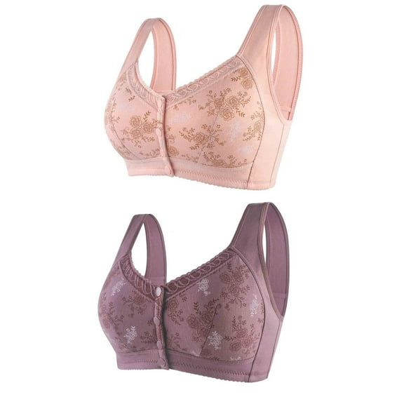 Beauty Under $15 Breathable And Comfortable Bra, Large Size Bra, Women'S Pull Correction Lymphatic Bra, No Steel Ring, Wide Shoulder Vest Style Purple M