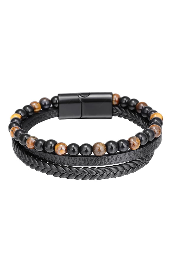 Beauty Under $15 Natural Volcanic Stone Eye Beaded Bracelet Health Care Bracelet Shaping Physiotherapy Bracelet Cowhide Rope Agate Bracelet C