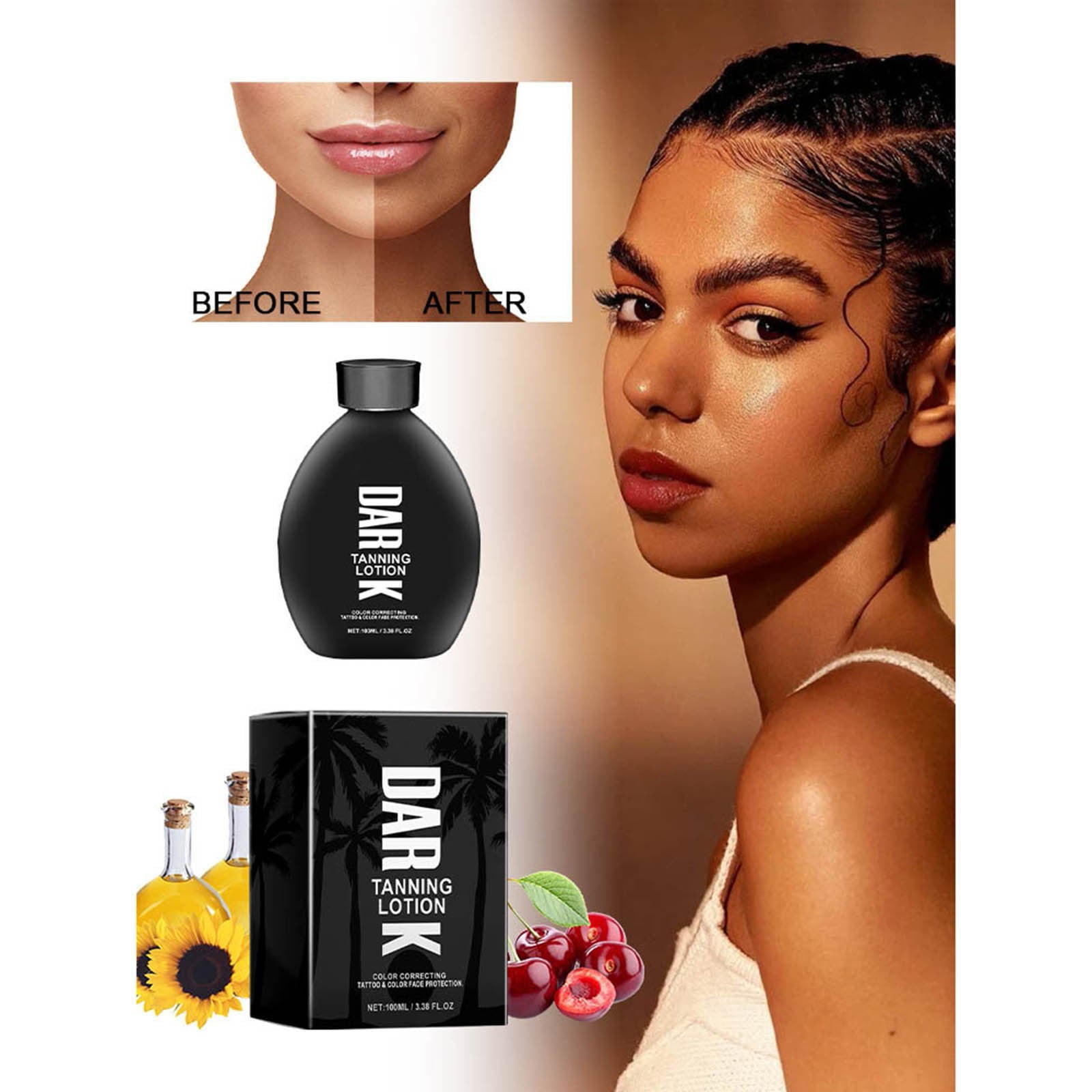 Clearance Under $10 Bronzer Lotion 100Ml-Hydrating Panthenol Sunflower And Fruit Natural Sunscreen Rep