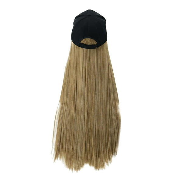 Beauty Under $10 Long Straight Wig Cap 25 Inch Long Hair Baseball Cap Ball Caps Casual Hat Wig E