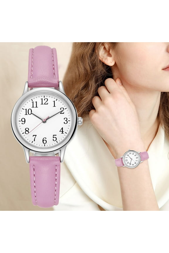 Beauty Under $10 Numerals Classic Fashion Leather Strap Watch Quality Gift Watch Women'S Watch Purple-D