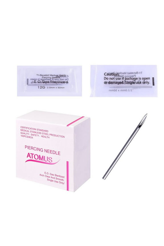 Beauty Under $15 100Pcs Body Piercing Needle For Navel Nose Lip Ear Sizes 12G Multicolor One Size