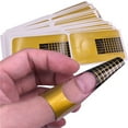 thumbnail image 1 of Beauty Clearance Under $15 50Pcs Nail Art Tips Extension Forms Guide French Diy Tool Acrylic Gel Gold, 1 of 7