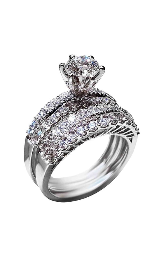 Beauty Under $15 Band Diamond Ring Stainless Steel Inlaid With Diamond To Metabolism Lymphatic Drainage Ring White 9