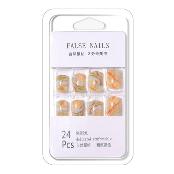 Beauty Clearance Under $15 Nail Art Patches Wearing Nails 24 Short Square Fake Nails With Jelly Glue Patches A A